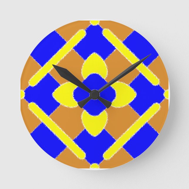 Reloj De Cocina De Tile Español Azul Y Amarillo na (Anverso)