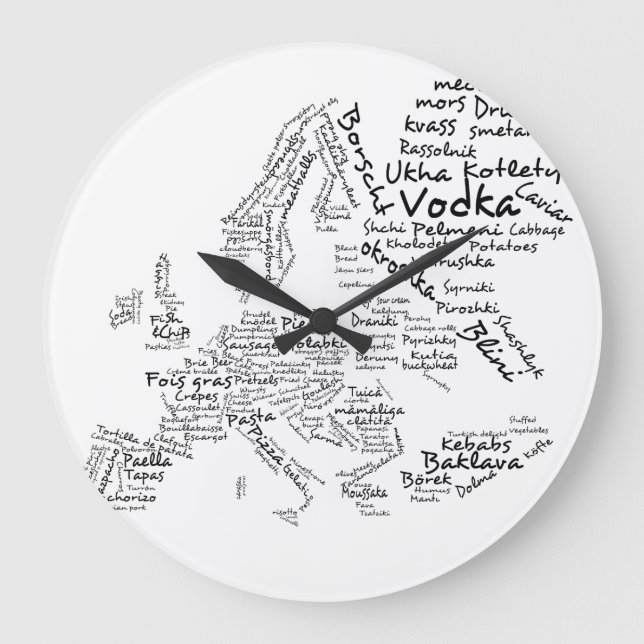 Reloj de cocina del mapa europeo de alimentos (Anverso)