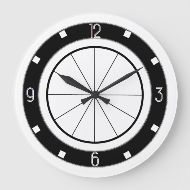 Reloj de cocina retro estilo diner (blanco y negro (Anverso)