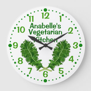Reloj de cocina vegetariana de Kale personalizado