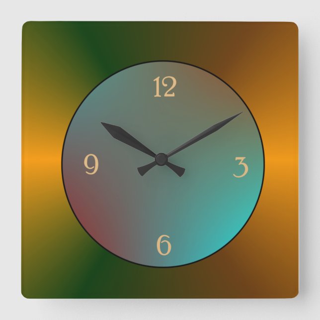 Reloj de cocina verde/azul de oro que refleja simp (Anverso)