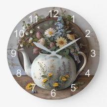 Reloj de cocina vintage de Cottagecore - Floral rú