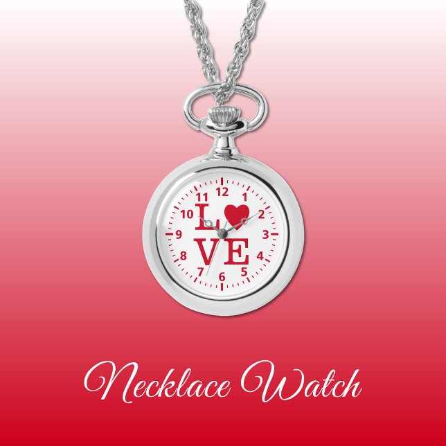Reloj de collar de amor rojo y blanco (Subido por el creador)