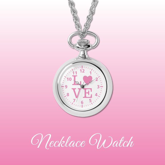 Reloj de collar de amor rosa y blanco (Subido por el creador)