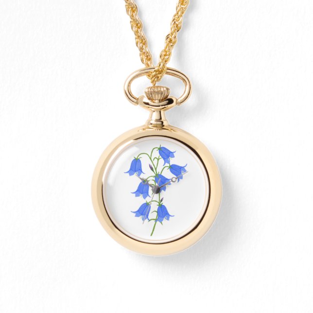 Reloj de collar de campanillas azules encantadoras (Anverso)