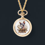 Reloj de collar de joyas | Regalo de Mamá para gat<br><div class="desc">Un exclusivo reloj de collar de joyas "Sphynx Mom", con un gato de esfinx realista adornado con elegantes letras doradas. Este impresionante diseño "Sphynx Cat Art" es la joyería de lujo perfecta para complementar cualquier conjunto. Un accesorio único y funcional de reloj de collar que celebra a tu querido felino...</div>