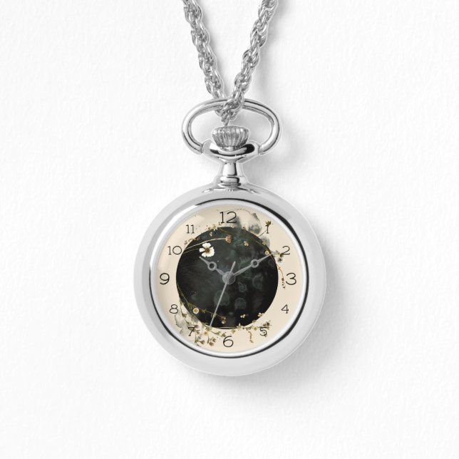 Reloj de collar de la fase lunar floral (Anverso)