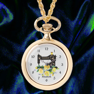 Reloj de collar de la máquina de coser floral amar