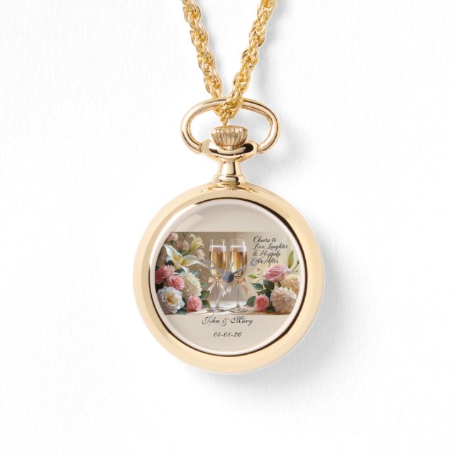 Reloj de collar de novia personalizado-Feliz para  (Anverso)