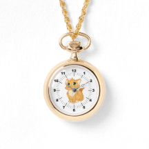 Reloj de collar de oro - Gato lindo