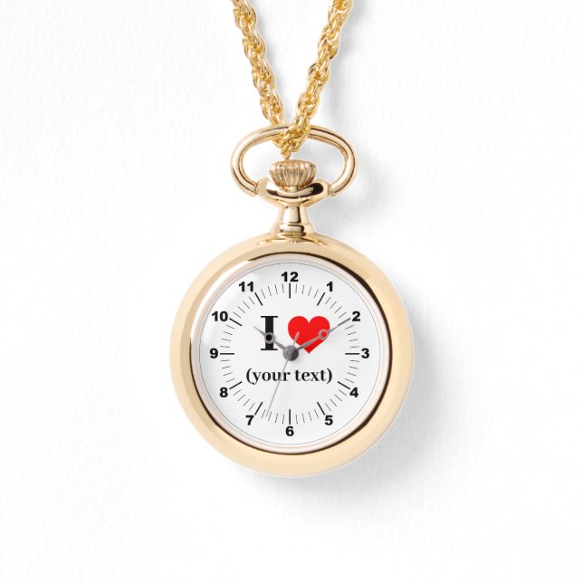 Reloj de collar de oro - Personalizado I Corazón (Anverso)
