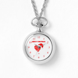 Reloj de collar de plata de Santa Heart navidades