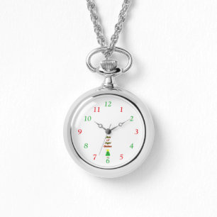 Reloj de collar de plata para Navidades alegres