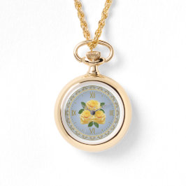 Reloj de collar de rosas amarillas