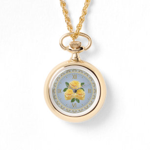 Reloj de collar de rosas amarillas