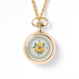 Reloj de collar de rosas amarillas