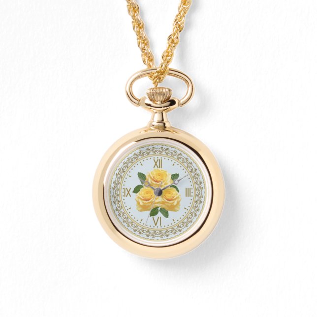 Reloj de collar de rosas amarillas (Anverso)