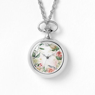 Reloj de collar de rosas y blancas