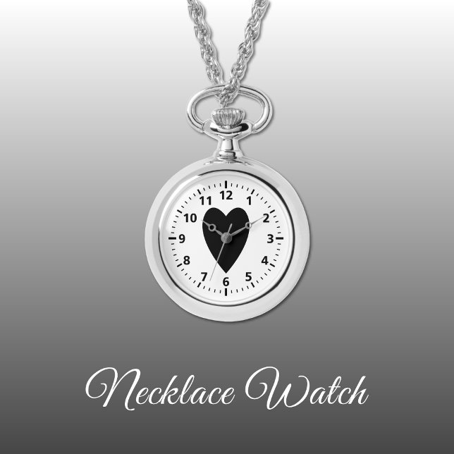 Reloj de collar en el corazón del amor negro (Subido por el creador)