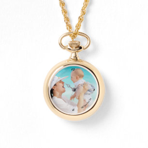 Reloj de collar personalizado de oro