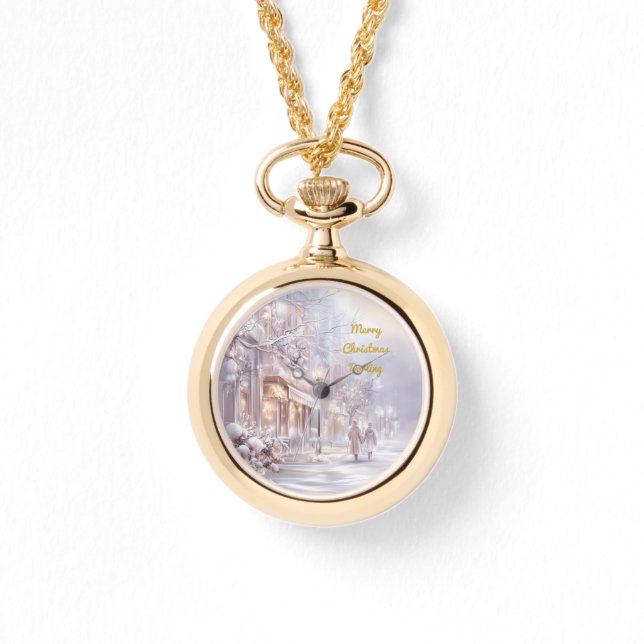 Reloj de collar vintage Navidad Blanca eWatch (Anverso)