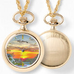 Reloj de collares 2295 en la azotea<br><div class="desc">Pintura de la colección "Rooftop Sunset 2295" Personalice en la página del producto o haga clic en el botón personalizar para obtener más opciones de diseño. Diseñado y creado a partir de mi pintura "Atardecer en la azotea 2295" que capta una hermosa puesta de sol en la azotea en la...</div>