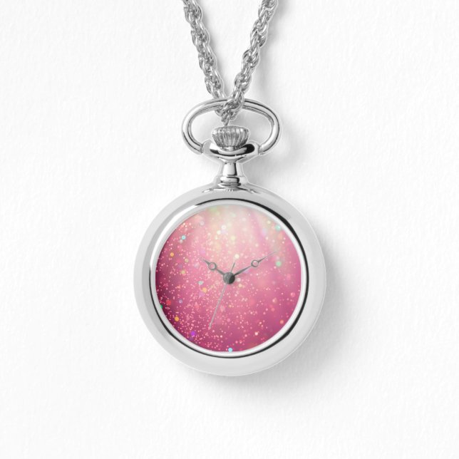 Reloj de collares etéreos de confetti rosado (Anverso)