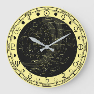 Reloj de constelación de símbolos astronómicos de 