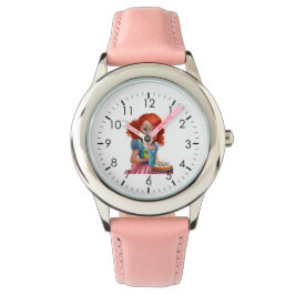 Reloj de corazón rosa ajustable para niños