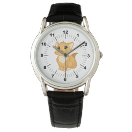 Reloj de correa de cuero negro para gato lindo de 