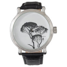 Reloj de correa de cuero negro vintage para hombre