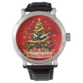 Reloj de correa de cuero negro vintage para Navida
