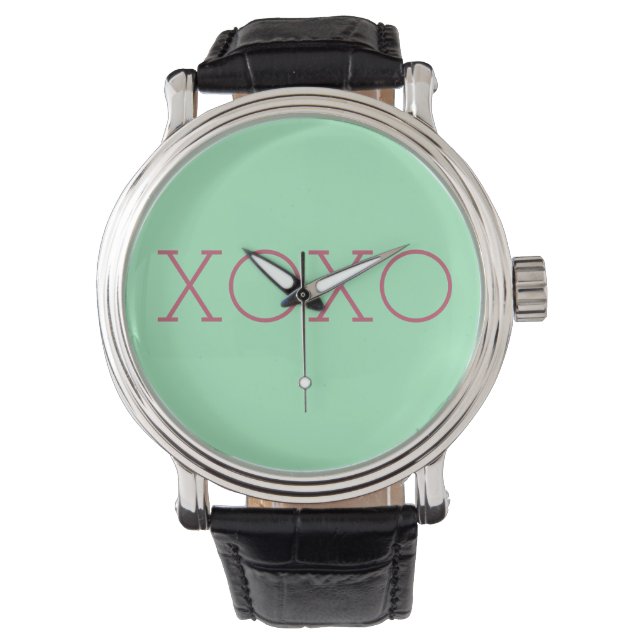 Reloj de correa de cuero negro XOXO (Anverso)