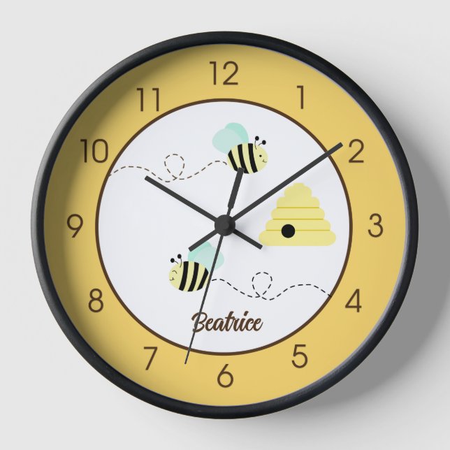 Reloj de Cuarto de Bebé Abejorro Mint Verde Cute (Anverso)