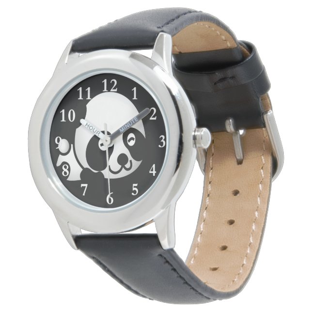 Reloj de cuero de acero inoxidable de Panda Bear K (Angular)