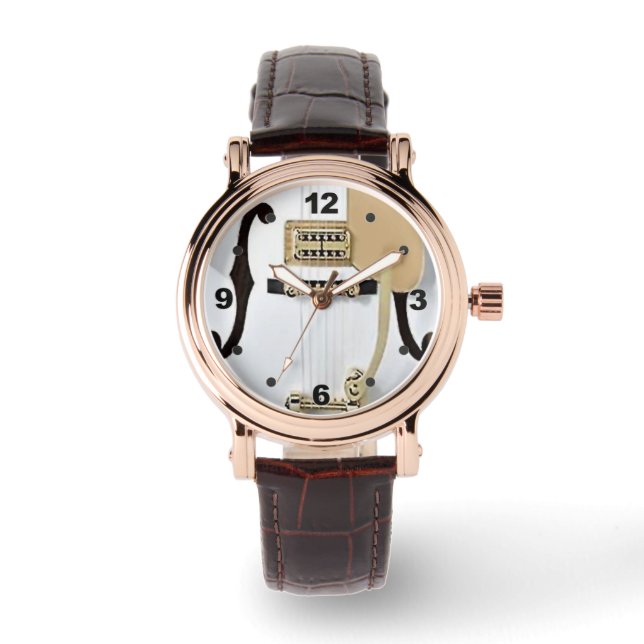 reloj de cuero de guitarra blanca (Anverso)