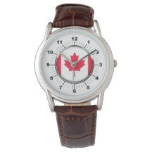 Reloj de cuero marrón clásico de la bandera de Can
