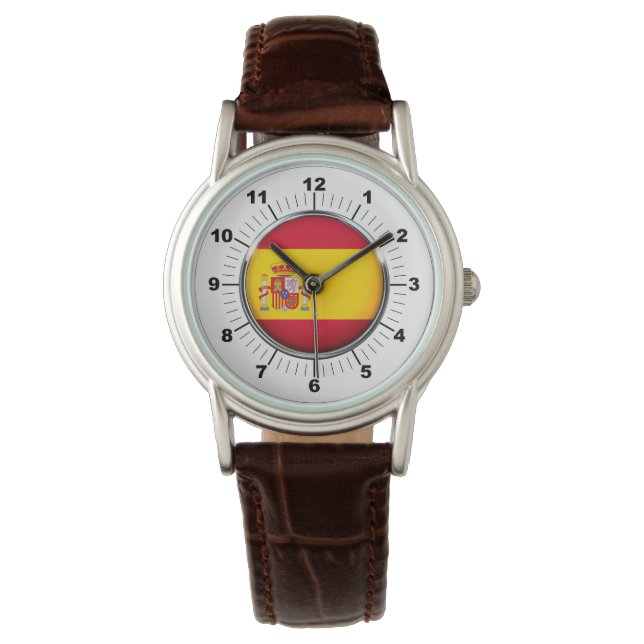 reloj de cuero marrón clásico de la bandera de las (Anverso)