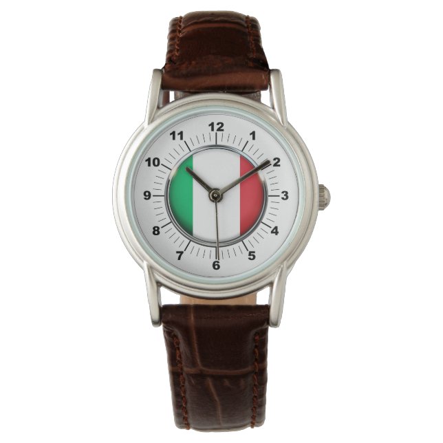 reloj de cuero marrón clásico de la bandera de las (Anverso)