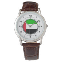 reloj de cuero marrón clásico de la bandera de los