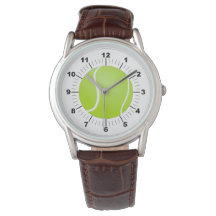 Reloj de cuero marrón clásico de la pelota de teni