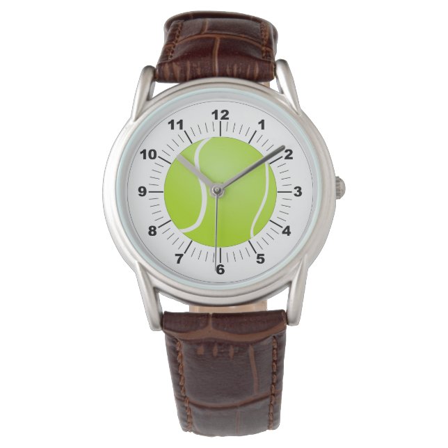 Reloj de cuero marrón clásico de la pelota de teni (Anverso)