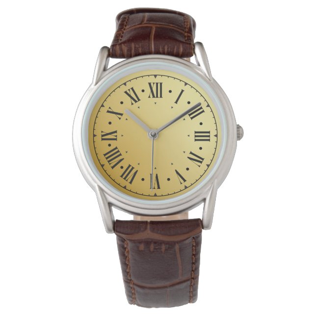 Reloj de cuero marrón clásico moderno (Anverso)