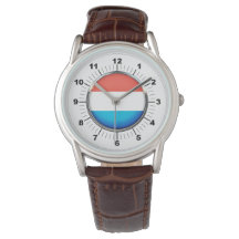 Reloj de cuero marrón de la bandera luxemburguesa