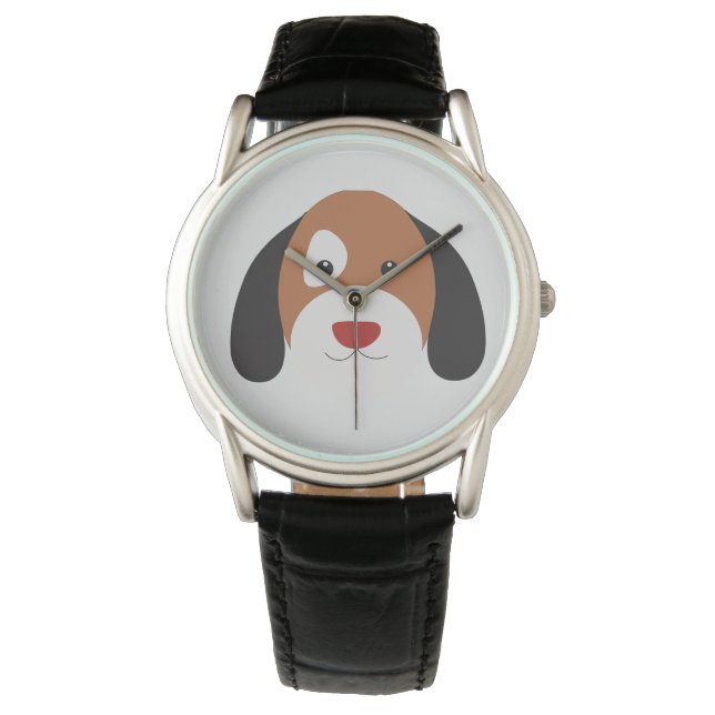 Reloj de cuero negro clásico (Anverso)