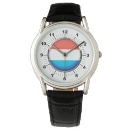 Reloj de cuero negro con bandera de Luxemburgo mas