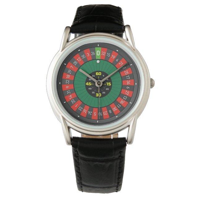 reloj de cuero negro de la rueda de la ruleta (Anverso)