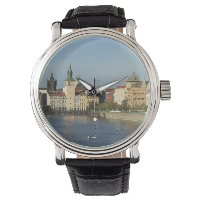 Reloj de cuero negro de Praga (Anverso)