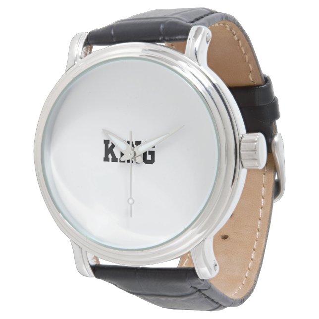Reloj de cuero negro "KING" eterno para hombres (Angular)