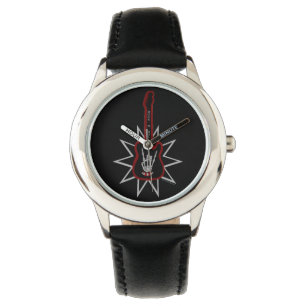 Reloj de cuero negro para niños - Rock n' Roll